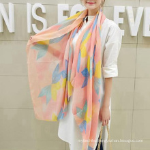 Hot sale charming korea muffler scarf flowers printing plain cotton scarf